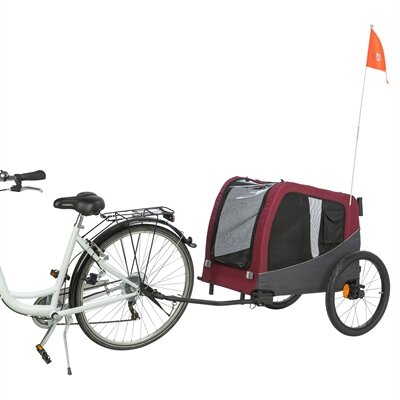 TRIXIE HONDENFIETSKAT TOT 30 KG GRIJS / ROOD 80/145X57X86 CM