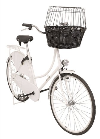 TRIXIE WILGEN FIETSMAND VOOROP ZWART MET KUSSEN EN KAP 50X35X41 CM
