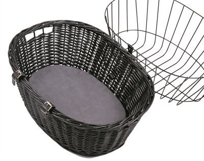 TRIXIE WILGEN FIETSMAND VOOROP ZWART MET KUSSEN EN KAP 50X35X41 CM