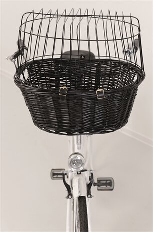 TRIXIE WILGEN FIETSMAND VOOROP ZWART MET KUSSEN EN KAP 50X35X41 CM