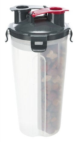 TRIXIE WATERFLES / VOERFLES INCLUSIEF REISBAK KUNSTSTOF / SILICONE 2X350 ML 11X11X23 CM