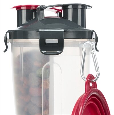 TRIXIE WATERFLES / VOERFLES INCLUSIEF REISBAK KUNSTSTOF / SILICONE 2X350 ML 11X11X23 CM