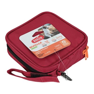 ZOLUX BVK 2IN1 OPVOUWBARE VOERBAK EN DRINKBAK ROOD 2X700 ML
