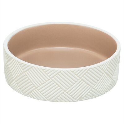 TRIXIE VOERBAK  DRINKBAK PATROON KERAMIEK WIT BEIGE 14 x 14 x 4,5 CM