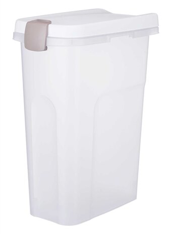TRIXIE VOERTON LUCHTDICHT AFSLUITBAAR KUNSTSTOF TRANSPARANT WIT / WIT 25 LTR 39 X 24 X 51 CM