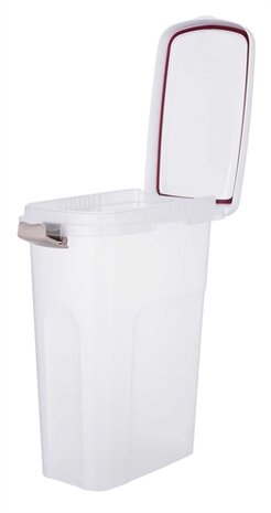 TRIXIE VOERTON LUCHTDICHT AFSLUITBAAR KUNSTSTOF TRANSPARANT WIT / WIT 25 LTR 39 X 24 X 51 CM