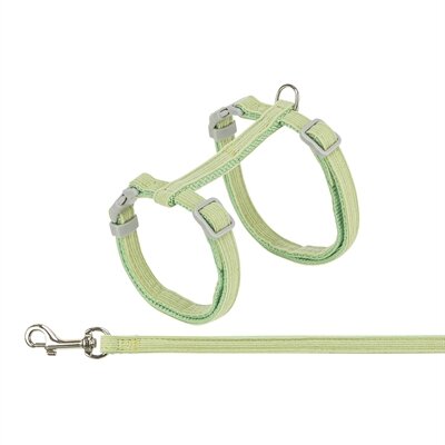 TRIXIE KATTENTUIGJE MET RIEM FLUWEEL GROEN 28-45X1 CM