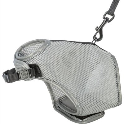 TRIXIE SOFTTUIG KAT MET RIEM GRIJS 24-42X120 CM