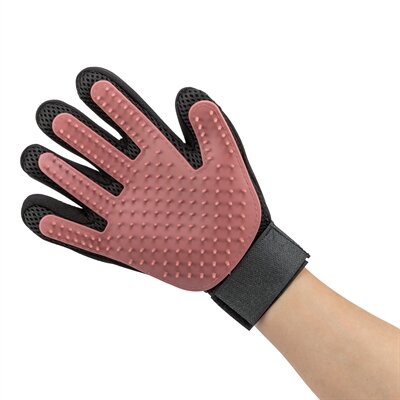 TRIXIE VACHTVERZORGINGSHANDSCHOEN MESH-MATERIAAL / TPR ROZE / ZWART 16X24 CM