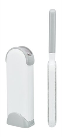 TRIXIE HARENPLUIZENBORSTEL MET REINIGINGSSTATION WIT / GRIJS 33 CM