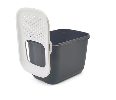 SAVIC KATTENBAK HOP IN ANTRACIET / WIT 58,5X39X39,5 CM
