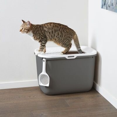 SAVIC KATTENBAK HOP IN ANTRACIET / WIT 58,5X39X39,5 CM