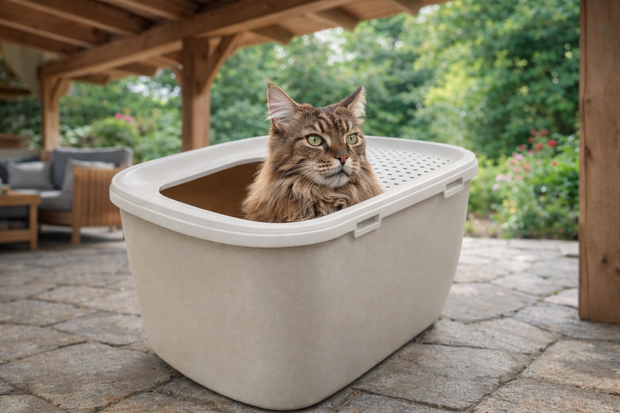 SAVIC KATTENBAK HOP IN GIANT WIT / MOKKA 74X50X43,5 CM